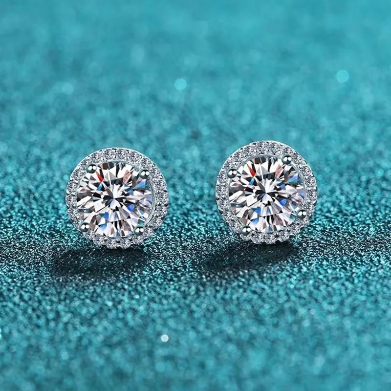 NeeTim Moissanite Stud Earrings for Women S925 Sterling Silver with White Gold Plated Earring Ear Studs Wedding Fine Jewelry