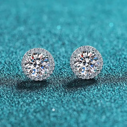 NeeTim Moissanite Stud Earrings for Women S925 Sterling Silver with White Gold Plated Earring Ear Studs Wedding Fine Jewelry