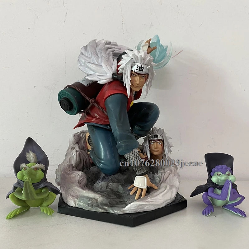 GK Naruto Jiraiya Action Figure Anime Shippuden Ninja Hama Sennin Statue With Shima Fukasaku Frog Toy Model Toy Collectible Gift