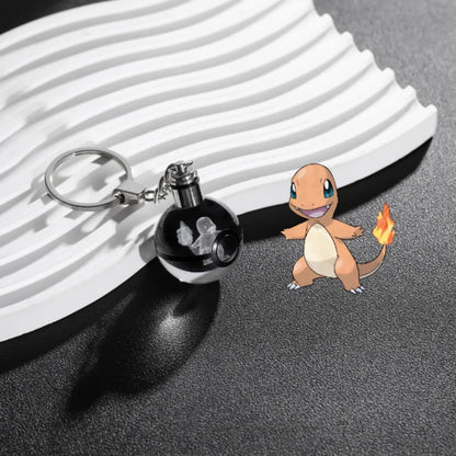 Pokemon Crystal Ball 3D Pikachu Mewtwo Mew Gengar Night Light Pokeball Crystal Keychain Anime Action Figure Toy Birthday Gift