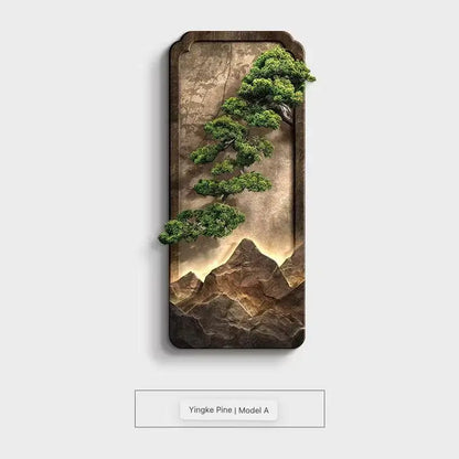 Chinese style entrance decoration painting, vertical landscape painting, corridor hanging painting, high-end door wall lamp