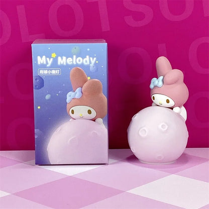 Sanrio LED Moon Night Light Blind Box Kuromi Hello Kitty Cinnamoroll Action Figure Model Kawaii Room Decor Surprise Toy Gift