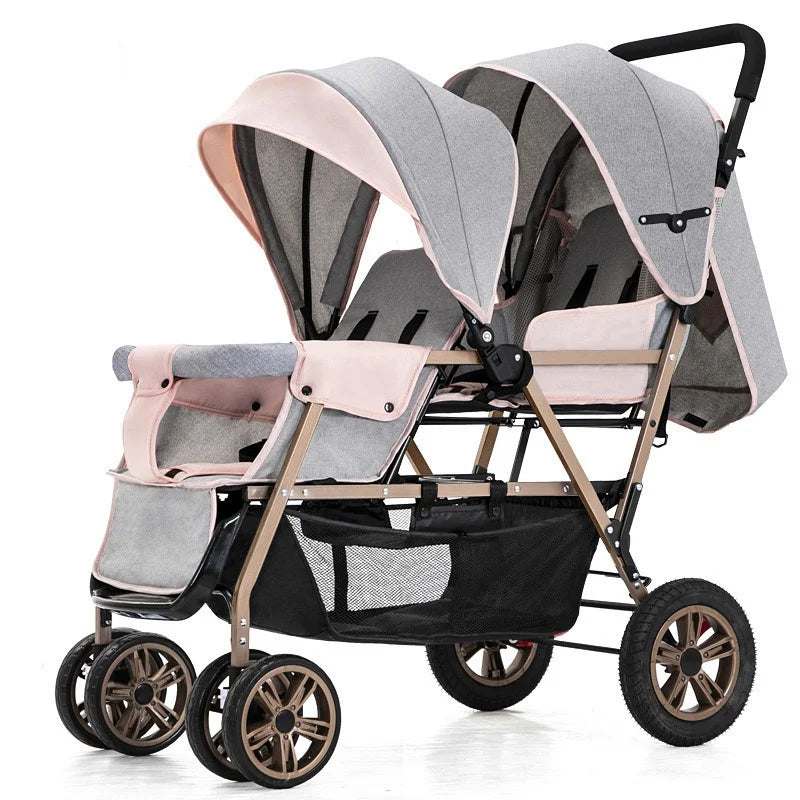 Top Selling lightweight twin baby stroller, poussette double baby stroller can sit and lie down,high quality stroller for 0-36m