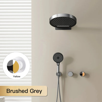 AITANA luxury brass gun gray wall mounted cold and hot water shower system simple design embedded bathroom faucet