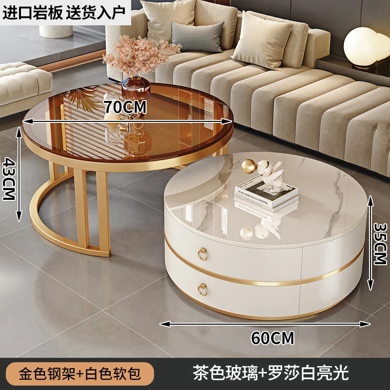 European Elegant Coffee Tables Multifunction Trendy Modern Minimalist Coffee Tables With Drawers Storage Mesa Centro Furniture