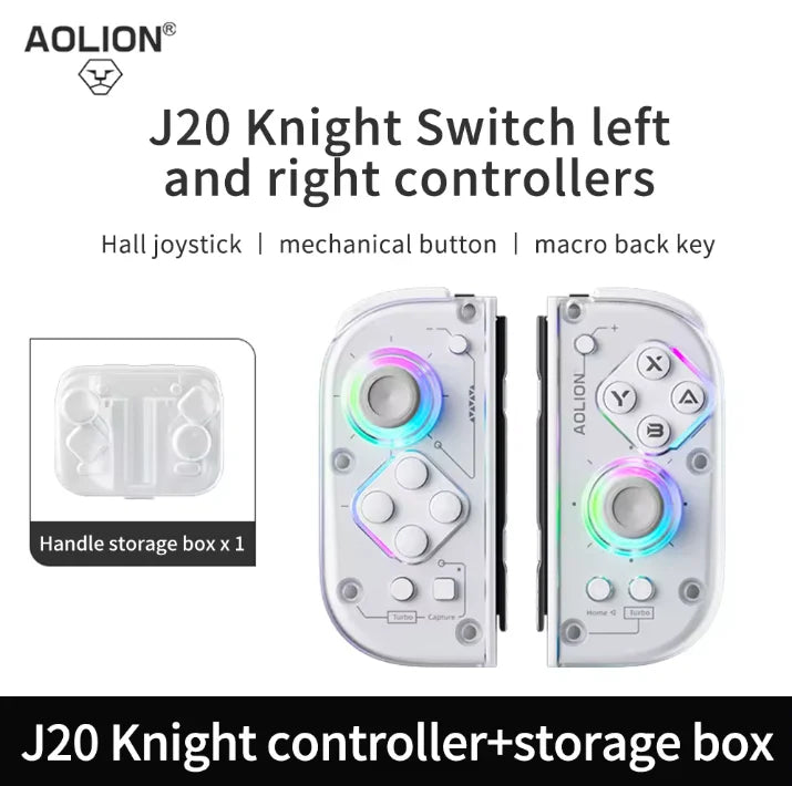 Retro Console Left And Right Aolion J20 Joy-Con Wireless Bluetooth Gamepad for Switch 2/1 PC iOS with Sensory Back Key
