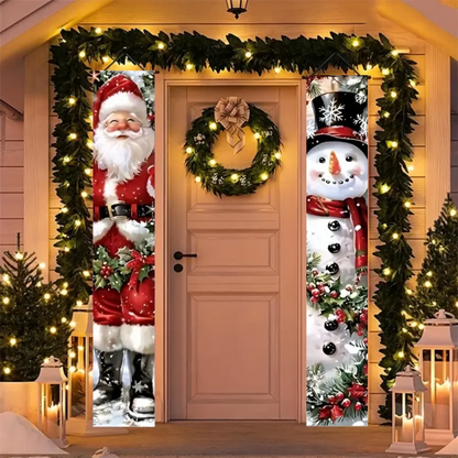 Christmas New Year Decorations Couplet Santa Snowman Door Banner For Home 2025 Xmas Hanging Ornaments Navidad Gift New Year 2026