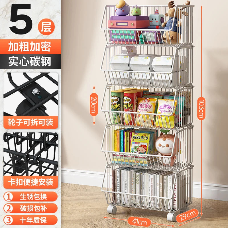 주방수납 Rolling Storage Cart Multipurpose Rustproof Modern Storage Cart Kitchen Multi-layer Trolley with Wheel Kitchen Furniture