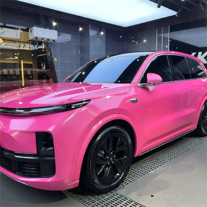 Candy Pink Vinyl Wrap Film for Auto Tuning Bike Motorcycle Metallic Decal Glossy Adhesive Sticker with Air Release Channels