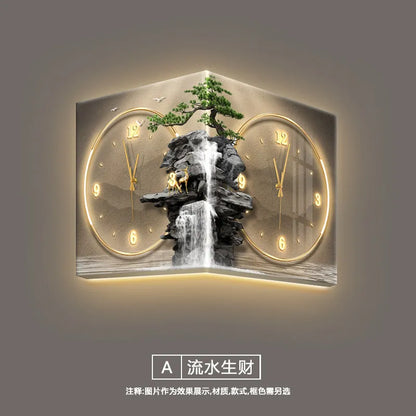 Modern Double Sided Corner Wall Clock Living Room Decoration LED Clock Mural Lamp Restaurant Background Wall Digital Wall Watch