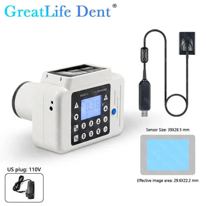 Mexico ES UK In Stock GreatLife Portable Dental X-ray Machine Veterinary Pet X Ray Unit with Built-in Dental Sensor Digital Rvg