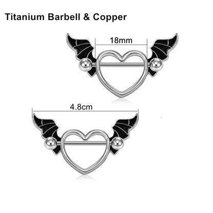 2Pcs 14G 16G Titanium Nipple Barbell For Women Men Gothic Punk Skull Alien Vampire Teeth Nipple Rings Body Meme Piercing Jewelry