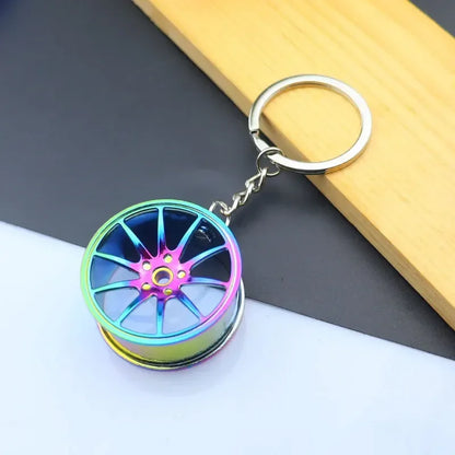 Metal Mini Car Auto Creative Wheel Keychain Parts Auto Enthusiast  Accessories KeyKeyring Ring Chain for Men Woman Lover Gift