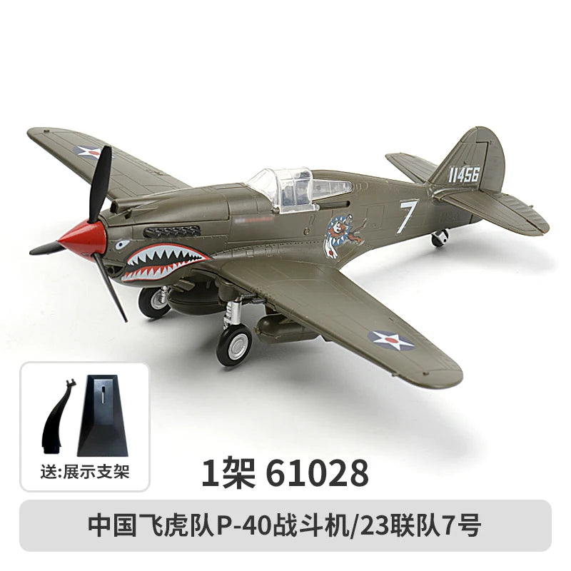 1/48 Chinese Flying Tigers P40 Fighter Jet Glue Free World War II Aircraft Model