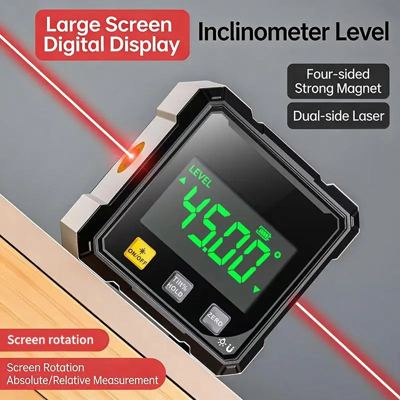 New·Accurate Measurement Level Four Sided Magnetic Suction Double-sided Laser Tilt Angle Box Slope Electronic Angle Ruler
