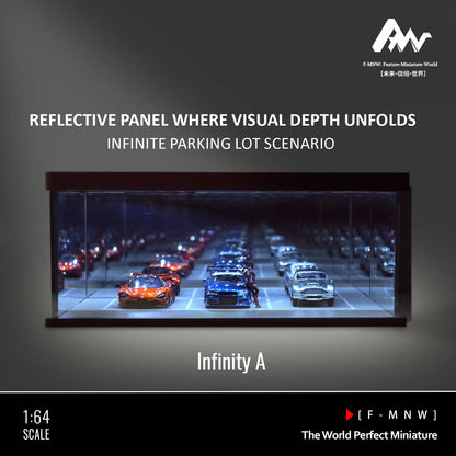 Diorama 1: 64 Mirrored Garage Model 1/64 Die-cast Car Display Case, Abyss Effect Car Parking Lot Model, Car Model Storage Box