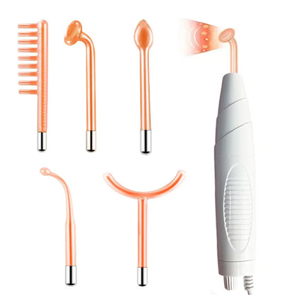 5in1 High Frequency Face Wand Improve Skin Elasticity Portable Handheld High Skin Therapy Wand Machine Neon Argon