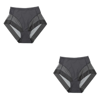 2Pcs/Set Women High Rise Briefs Panties Tummy Control Underwear Hip Shaping Sheer Mesh Panel Shapewear Sexy Lingerie S-3XL