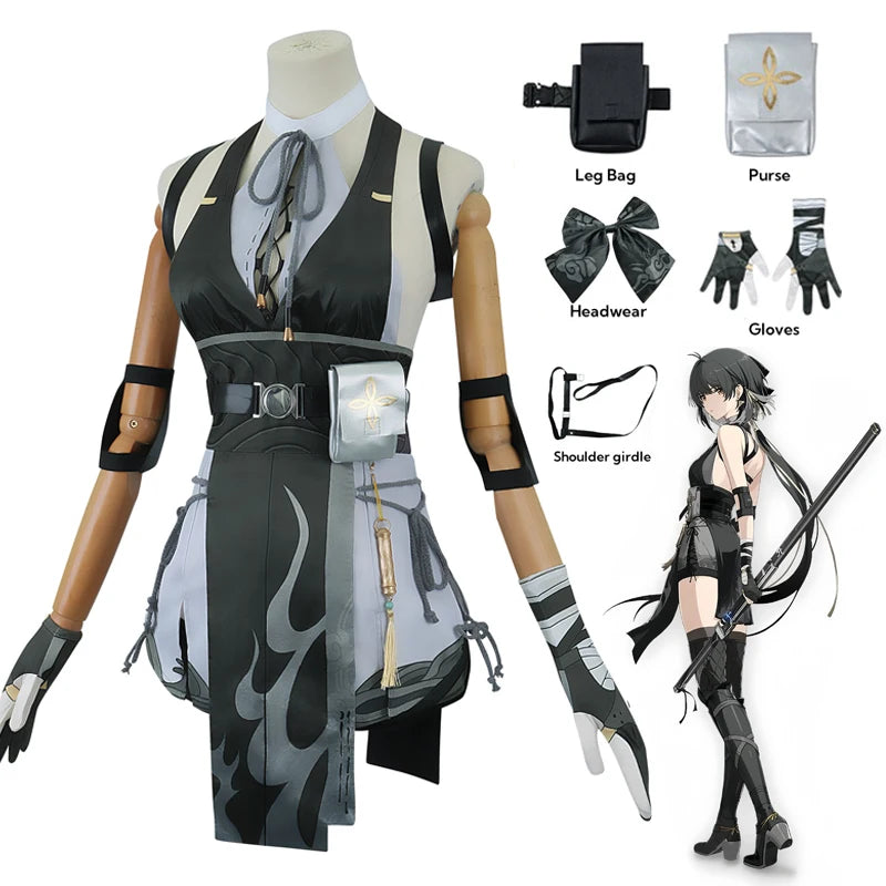 Wuthering Waves Rover Cosplay Costume Wig Female Uniform Earrings Bag Main Character Resonator Halloween Party for Women