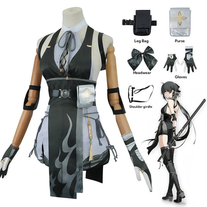 Wuthering Waves Rover Cosplay Costume Wig Female Uniform Earrings Bag Main Character Resonator Halloween Party for Women