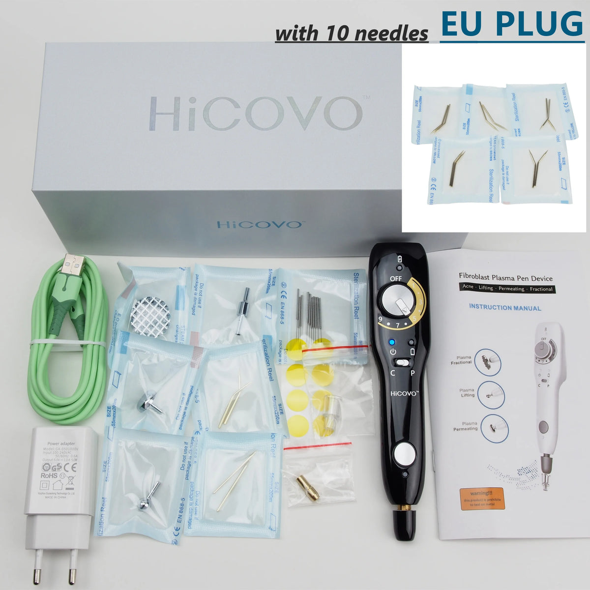 Hicovo Skin Tightly Eyelid Lift Auto Mode Fibroblast Cold Plamax Wireless Type C Quick Charge Beauty Tool Set