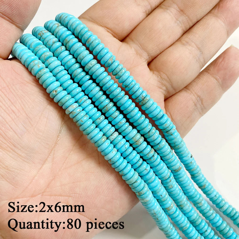 Blue Turquoise Stone Bead Irregular Round Oval Square Heart Loose Spacer DIY Beads Fit Jewelry Making Bracelet Necklace Handmade