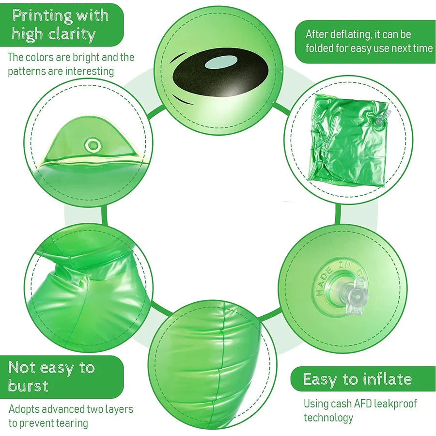 1~3pcs Green Alien Inflate Party Favor Inflates Inflatable Jumbo Alien Blow up Toy for Party Decorations, Halloween, Birthday