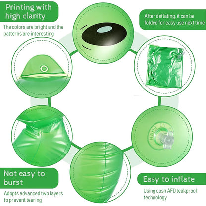 1~3pcs Green Alien Inflate Party Favor Inflates Inflatable Jumbo Alien Blow up Toy for Party Decorations, Halloween, Birthday