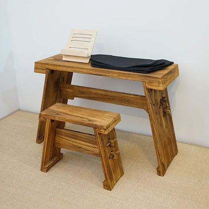 Retro Guqin Table With Bench Solid Wood Paulownia Stand Resonance Box Portable Chinese Sinology Desk Tea Table