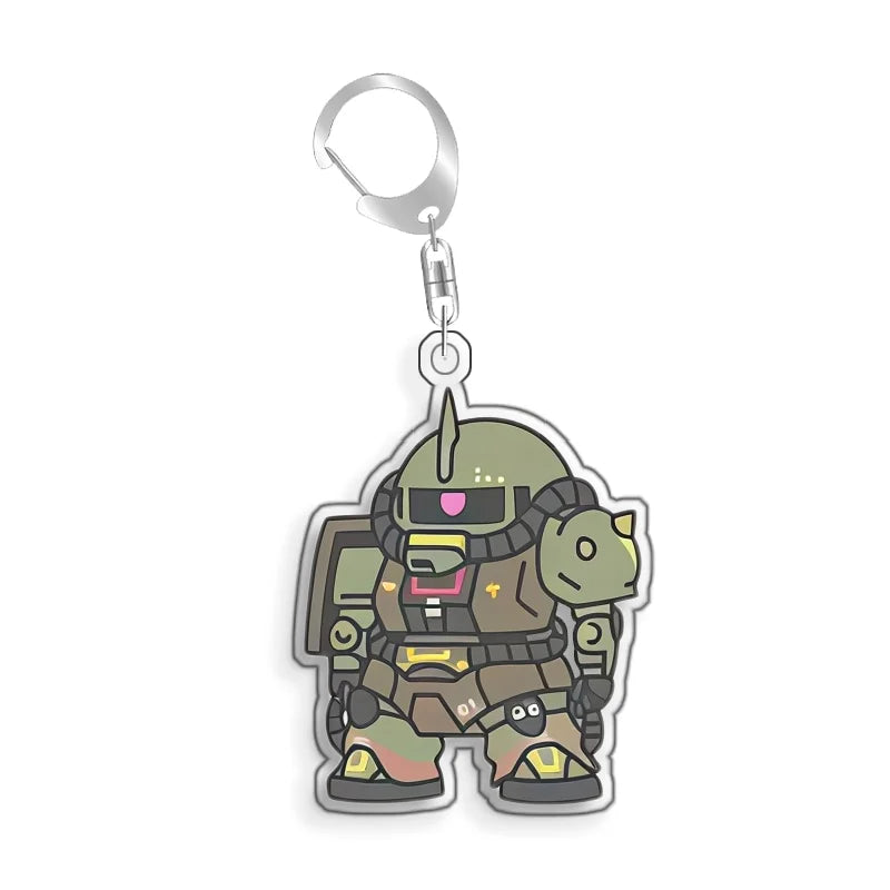 Keychain for Gundam MS-06S Zaku Ll White Cabin Backpack Pendant Anime Game Fans Gift Recycled Acrylic Decoration Rare Card Toy