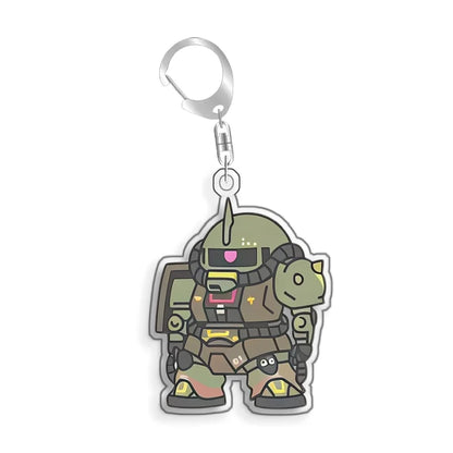 Keychain for Gundam MS-06S Zaku Ll White Cabin Backpack Pendant Anime Game Fans Gift Recycled Acrylic Decoration Rare Card Toy