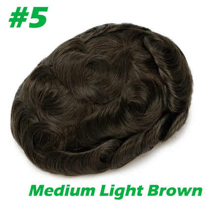 0.03mm Thin Skin Men's Wig 90% 100% Density Human Hair Men Toupee Capillary Prosthesis V Loop Natural Hairline for Hair Loss