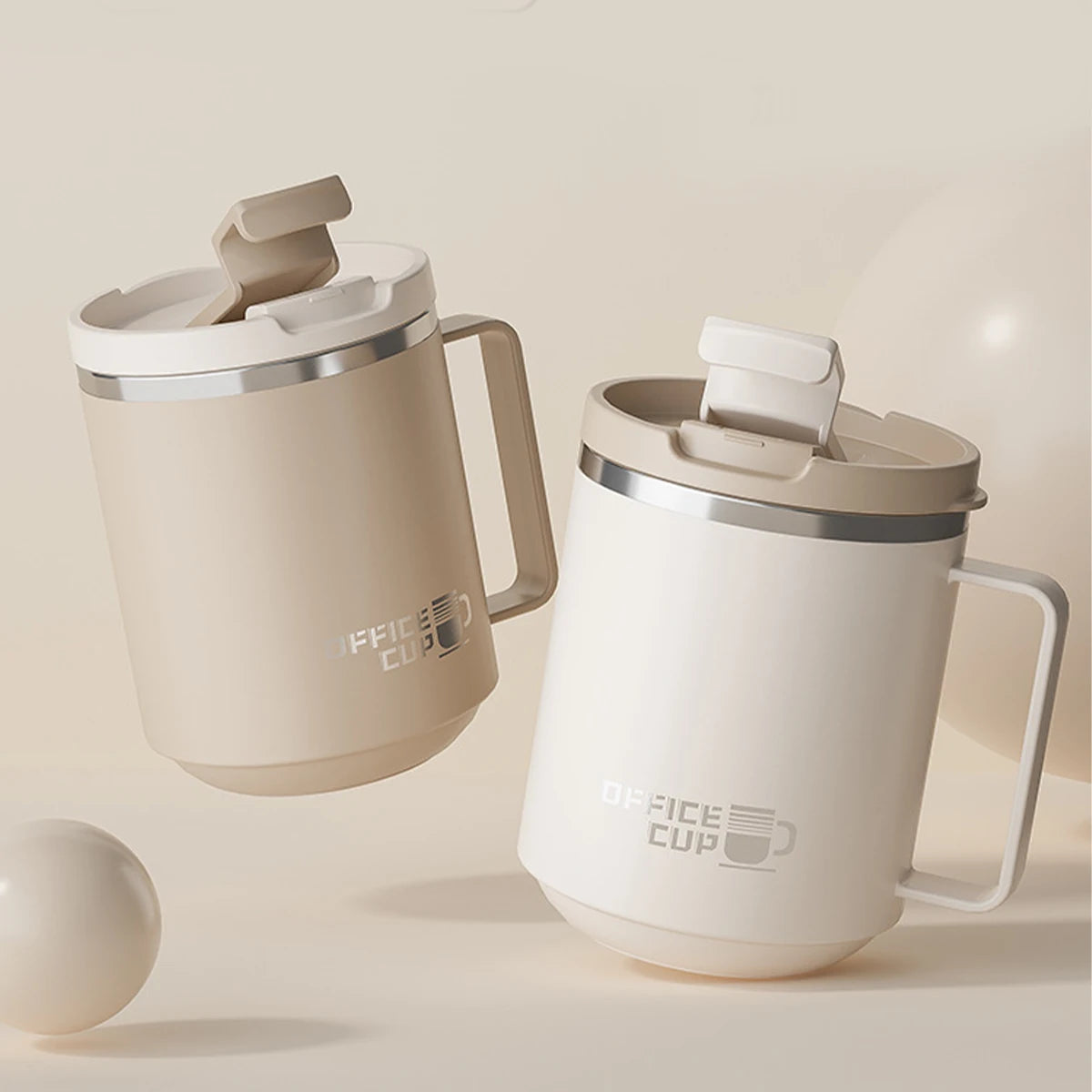 WORTHBUY 304 Stainless Steel Double Wall Insulated Coffee Mug With Handle Portable Sealed Water Cup Large Capacity Drinking Cup