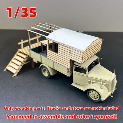 1/35 Scale Model Kit Material Wooden Military Truck Car Compartment Van Truck Bed Modified Parts Part Accessory Miniature Models