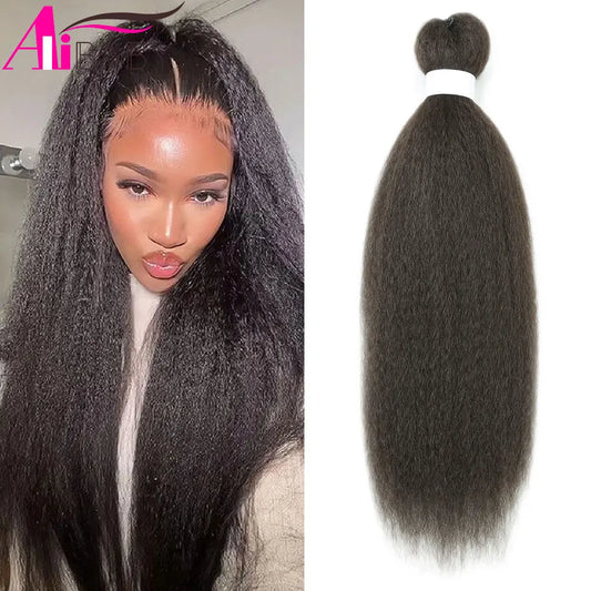Alibaby 26 inch Vixen Hair Bundles Synthetic Yaki Straight Crochet Hair Extensions for Women Pre-stretched Braids Fake Hair
