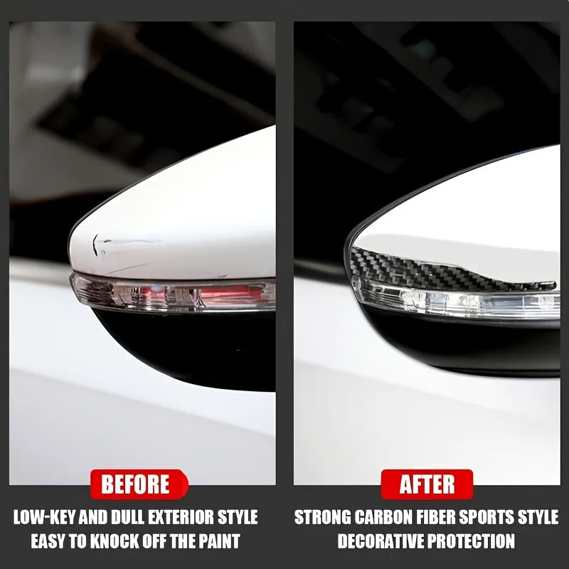 2-piece carbon fiber texture rearview mirror anti-collision strips, universal design for all car models, prevents collisions and