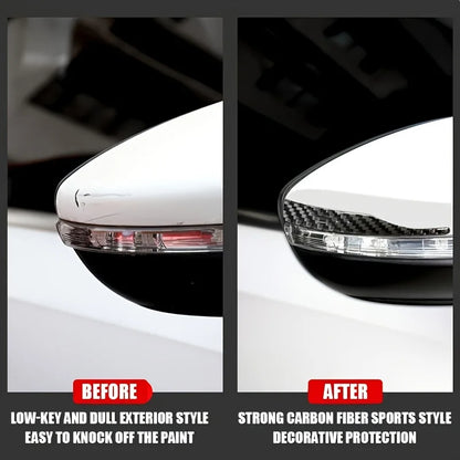 2-piece carbon fiber texture rearview mirror anti-collision strips, universal design for all car models, prevents collisions and