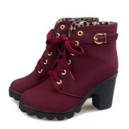 2025 New Spring Winter Fashionable Versatile Women Boots Lace-up Fashionable Versatile Ladies Shoes Comfortable High Heels Boots