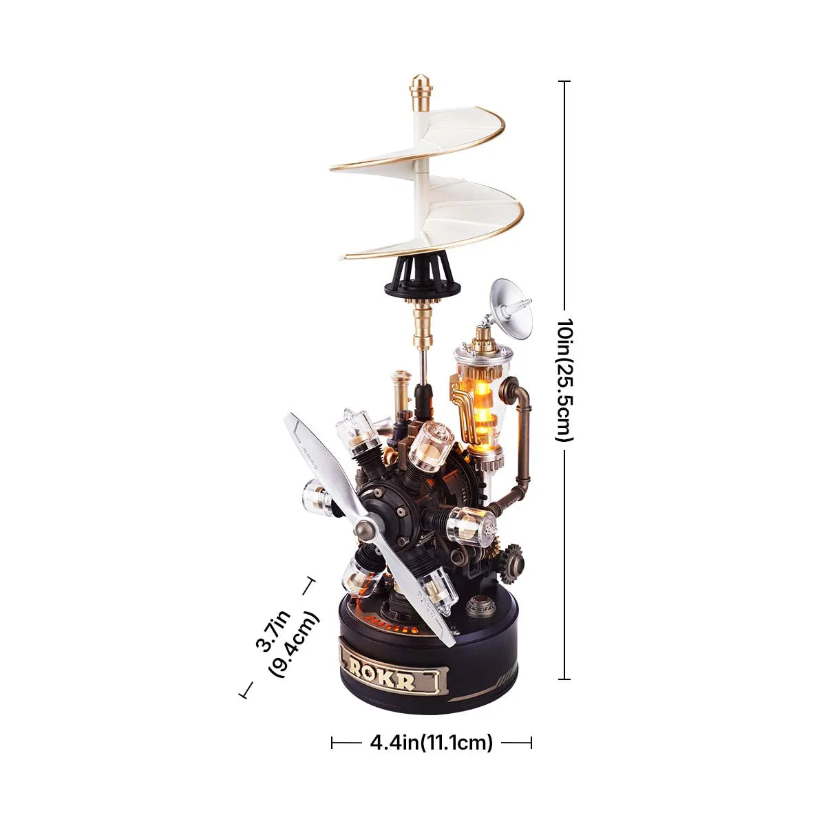 ROBOTIME ROKR Leonardo Da Vinci's Helicopter 3D Puzzle Steampunk Mechanical Model with Moving Wing LED Unique XMAS Gift For Men