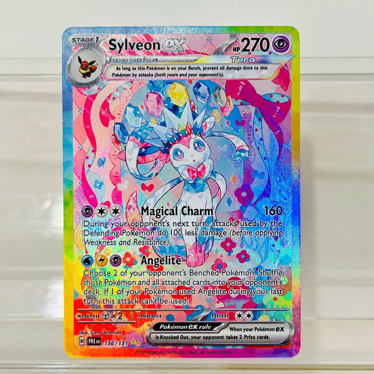 Eevee ex 167/131 English Version DIY Holographic Texture Card Collectible Grade Premium Anime Collection Card
