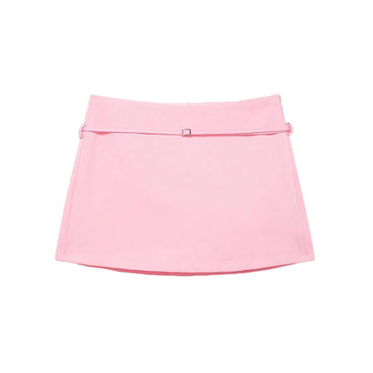 Women's Solid Color Skort with Belt Side Zipper Casual Shorts Skirts Fashionable And Stylish Women's Clothing