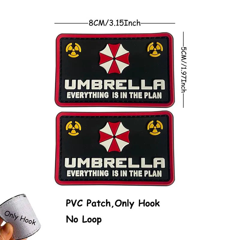 1PC,2PCS/ Umbrella Corporation PVC Rubber Morale Emblem,Biohazard Insignia Applique Embroidered patches,Tactical Backpack Badges