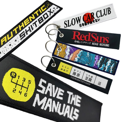 Fujiwara Tofu Embroidery Keyring Car Keychain JDM Key Tag Lanyard Refit Gift Red Sun Racing Team Auto Motorcycle Accessories
