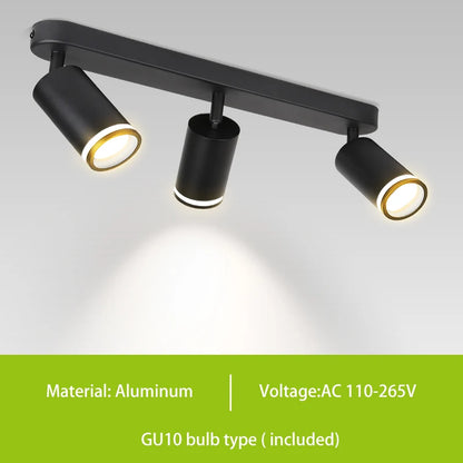 GU10 LED Track Light Spotlight 110-220V Suit Ceiling Lamp GU10 3 Color COB Spot Lights For Kitchen Commercial Living Room Home
