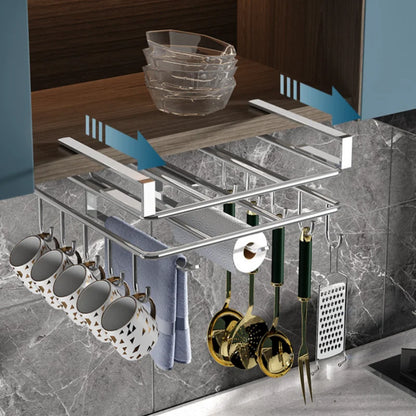 304 Stainless Steel 2 Layer Kitchen Rack Punch-free Cabinet Storage Holder for Cutting Board Towel Cup