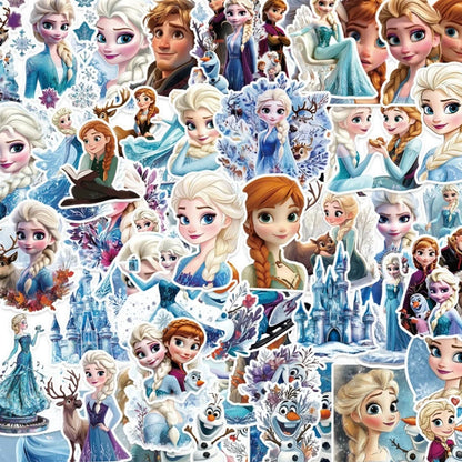 •50pcs Cartoon Elsa Stickers Princess Anna Cute Decal Laptop Phone Fridge Suitcase Diary Scrapbooking Sticker