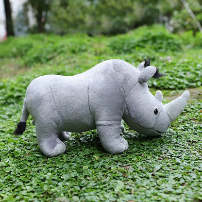 35cm Real Life Rhinoceros Plush Toy Stuffed Lifelike African Rhinos Wild Animals Doll Toys  For Kids Children Xmas Gift Decor