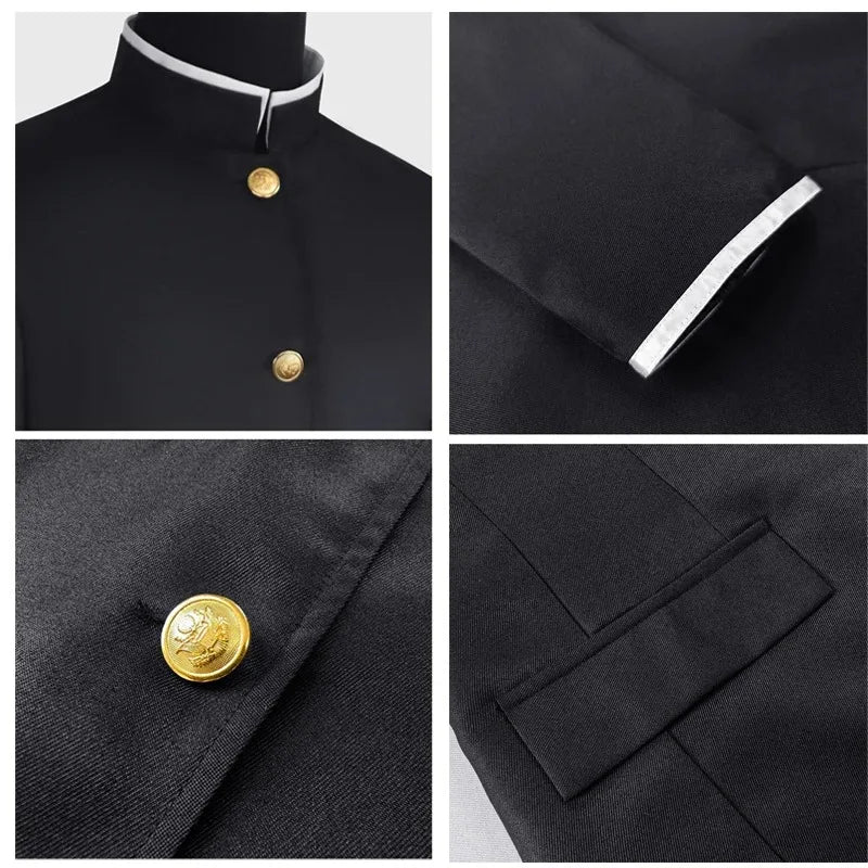 Ken Takakura Cosplay Costume Wig Anime Dandadan Okarun School Uniform Black Jacket Pants Gakuran Glasses Halloween Party Men