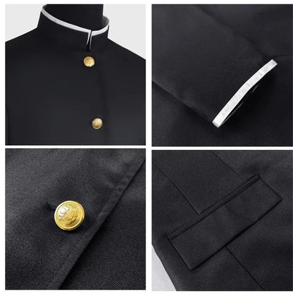 Ken Takakura Cosplay Costume Wig Anime Dandadan Okarun School Uniform Black Jacket Pants Gakuran Glasses Halloween Party Men