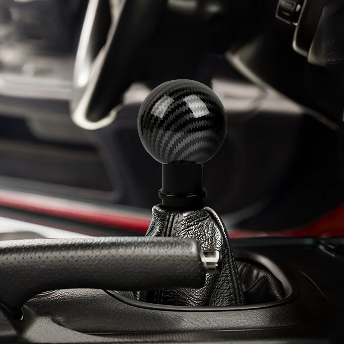 1 Piece of Car Interior Modification Gear Shift Knob, Universal for Car Gear Shift Heads, Carbon Fiber Shift Knob, Round Gear Le